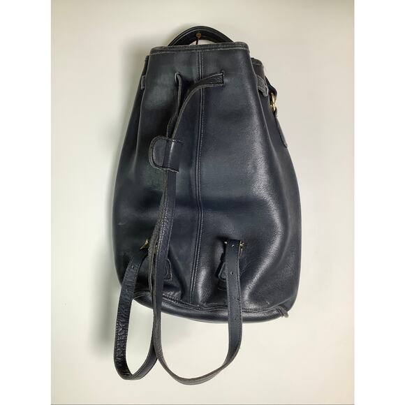 Coach VTG Black Classic Handle Backpack Leather 9992 Cinch Bucket Bag USA V8-9 main image 8